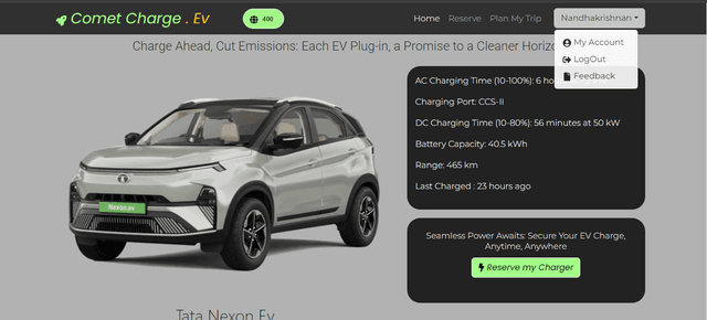 EV-charging platform with reservation-enabled stations, AI-driven analysis, and reward integration.